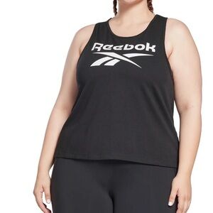 Reebok Womens Black Graphic Logo Sleeveless Racerback Athletic  Tank Top Plus 2x